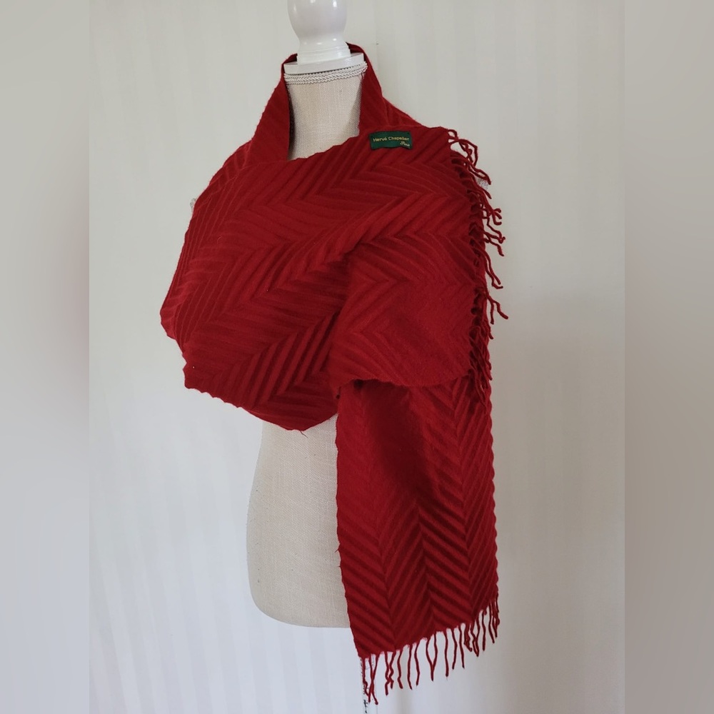 Herve Chapelier red cashmere scarf